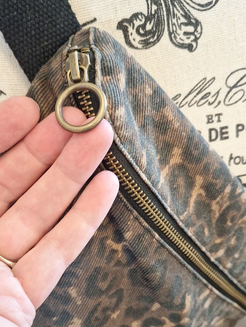 Levi's Devon Leopard Print Crossbody Sling Bag Brown & Black - Picture 5 of 14